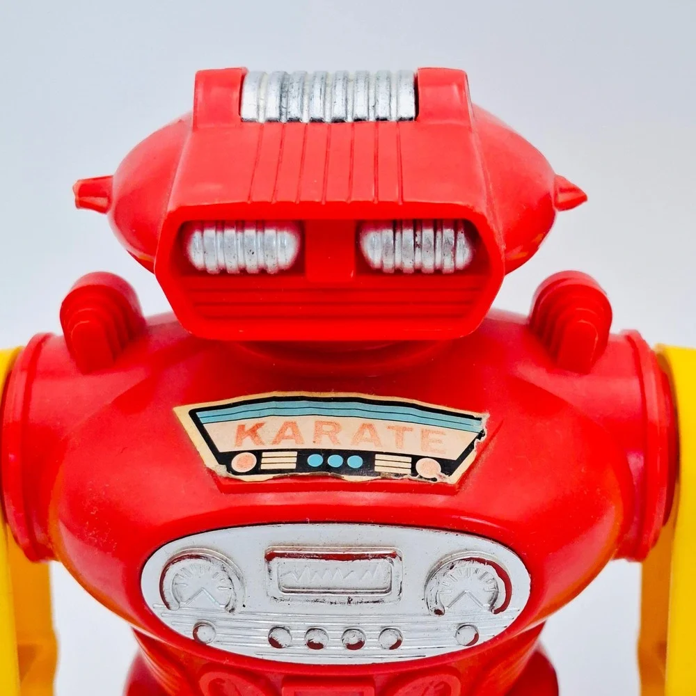 Vintage Karate Robot Battery Operated Toy Lot of 2 Red Blue Made In Hong Kong 7